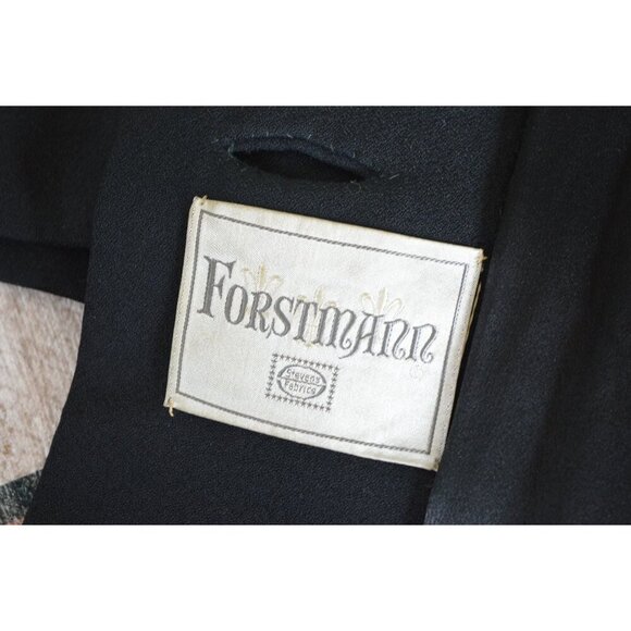 Vintage 60s Forstmann Mink Collar Black Formal Overcoat Womens Estimated Medium - Picture 5 of 11